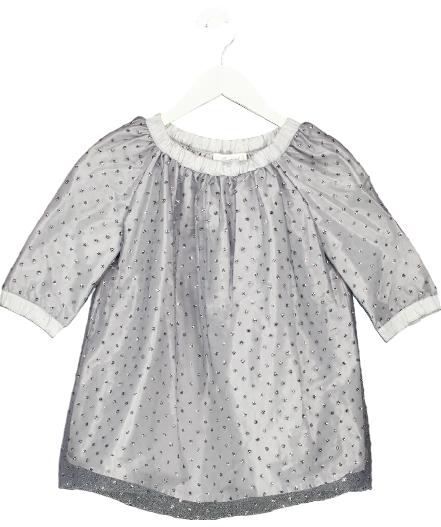 Bonpoint Grey Floral Sequin Embellished Dress 6 Years