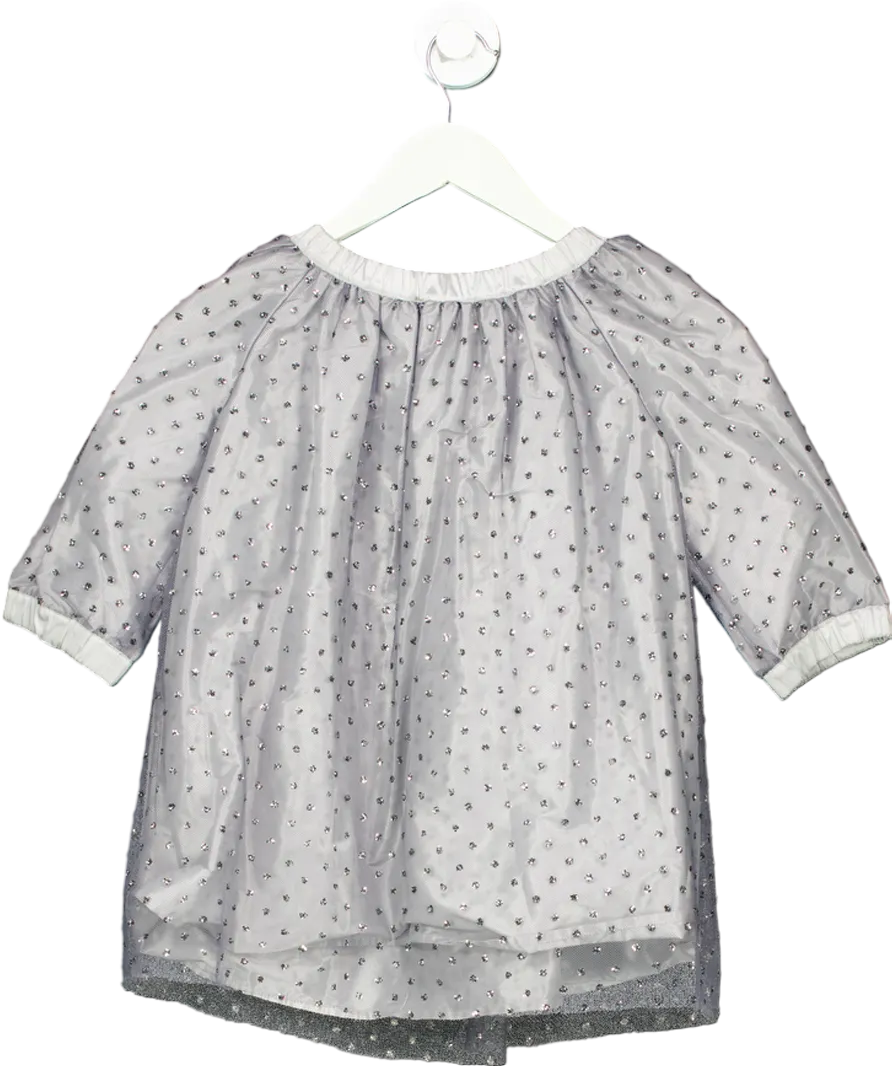 Bonpoint Grey Floral Sequin Embellished Dress 6 Years