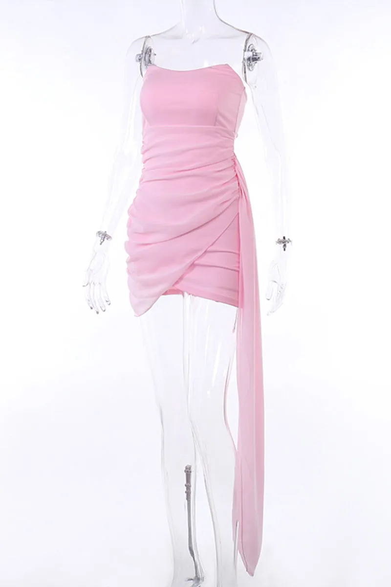 BR3137 Pleats Mini Tube Dress
