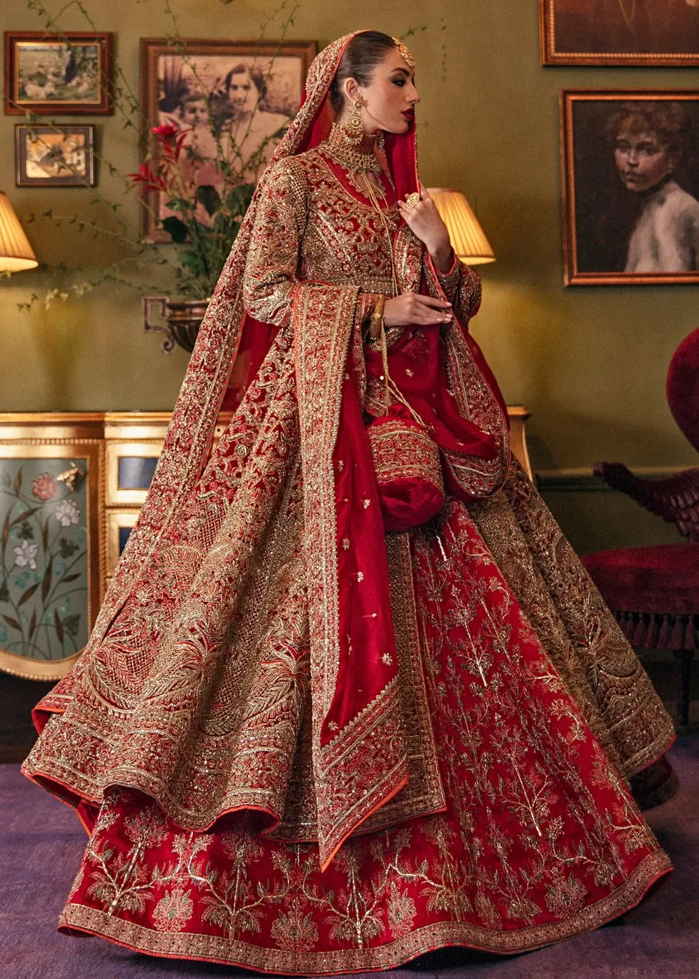 Bridal Frock Lehnga in Red Color #Y6173