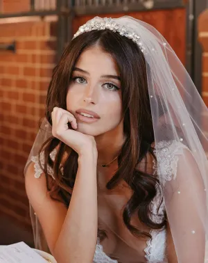 Bridal headpiece - vintage leaf and crystal low crown with large pearls - Steph by Kezani - BUY or HIRE