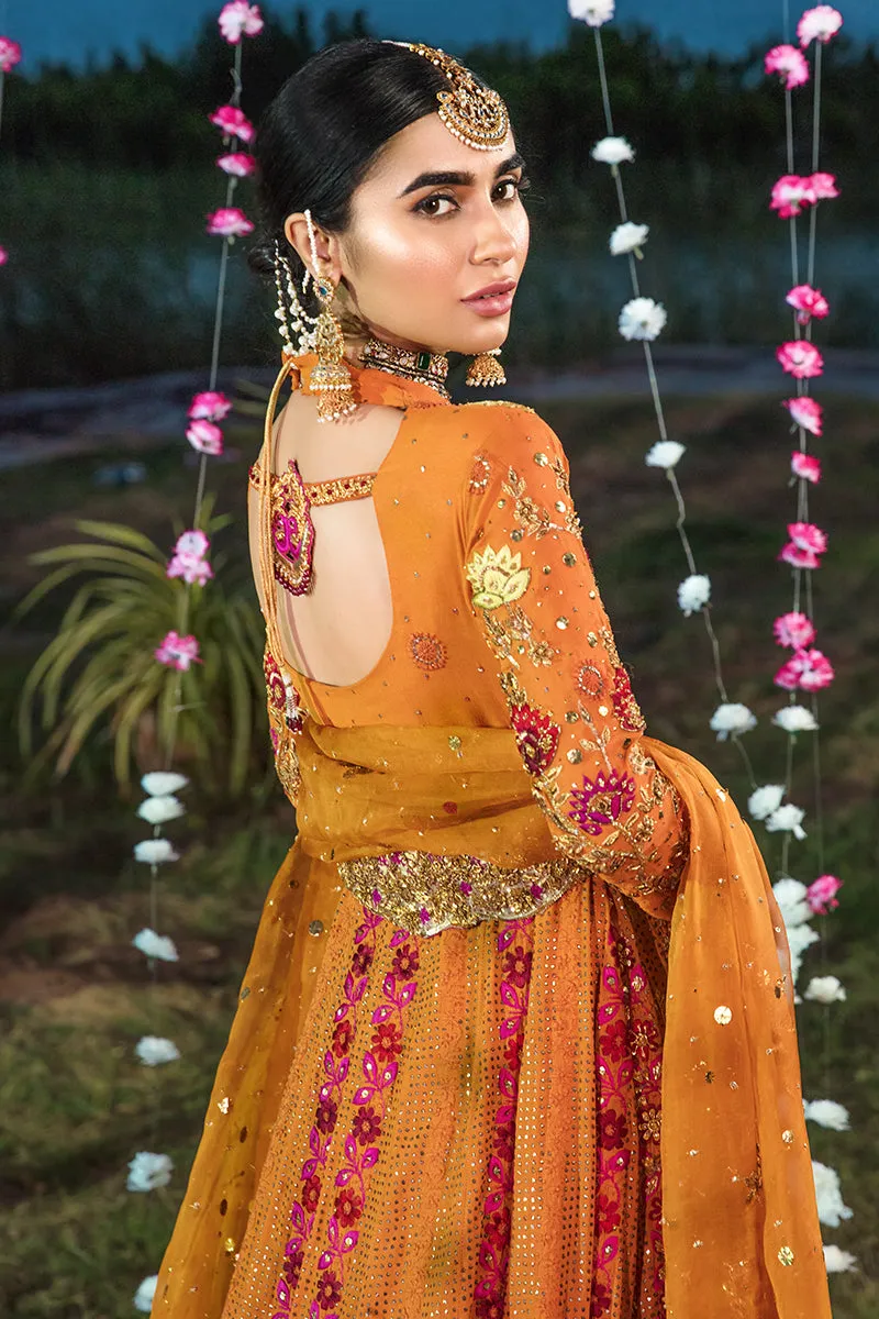 Bridal Mehndi Frock Outfit in Orange Color #Y6069