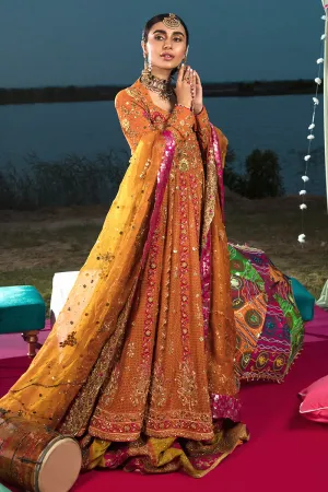 Bridal Mehndi Frock Outfit in Orange Color #Y6069