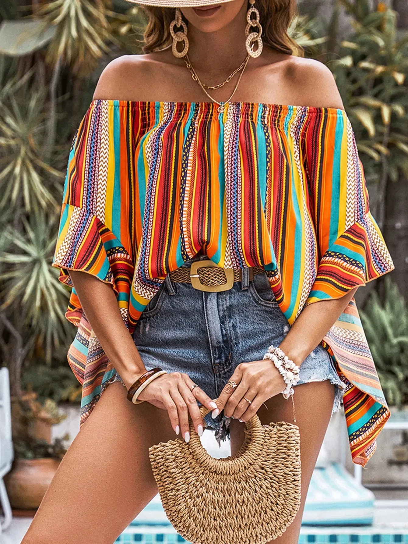 Brumbach® | Boheme Striped Off-Shoulder Blouse