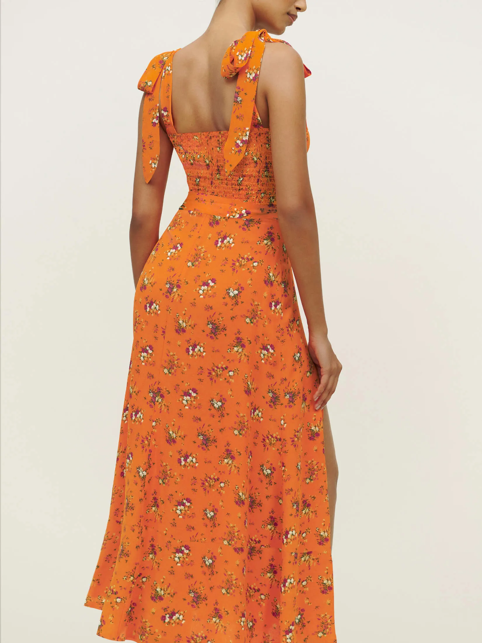 Budding Beauty Split Floral Maxi Dress - Orange