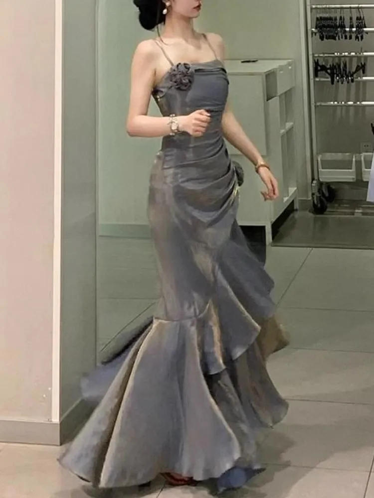 Burgundy Straps Sheath Satin Long Party Dress Birthday Outfit, D214