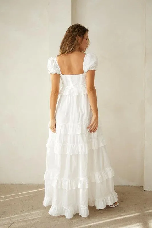 Button down tiered maxi dress