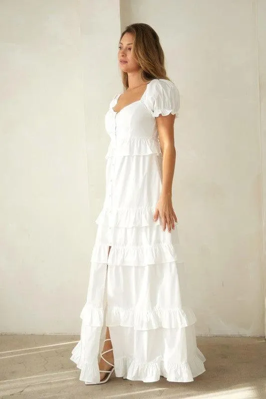 Button down tiered maxi dress