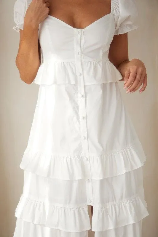 Button down tiered maxi dress