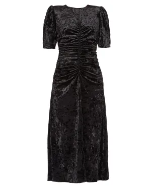 Cailyn Crushed Velvet 3/4 Sleeve Ruched Dress