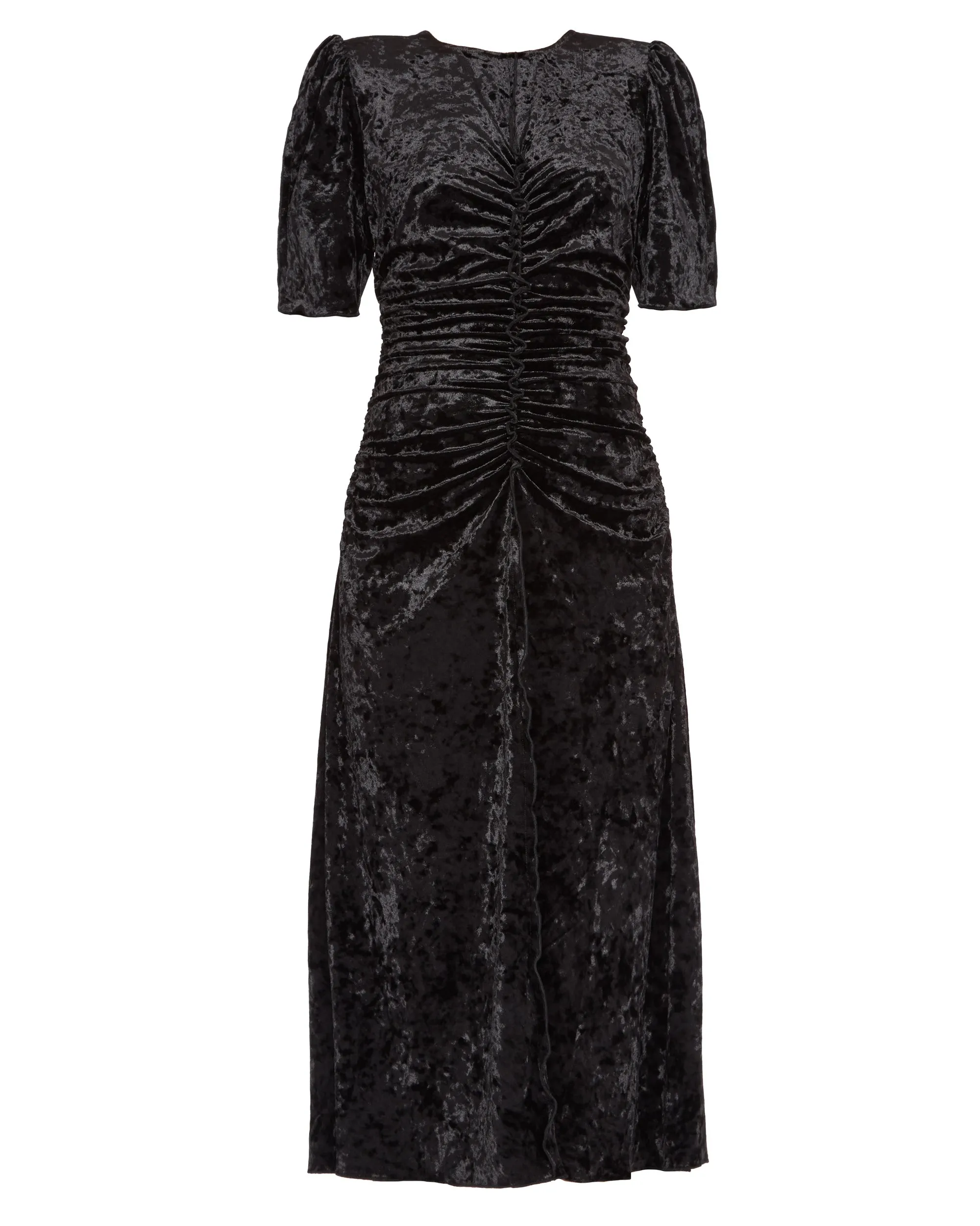 Cailyn Crushed Velvet 3/4 Sleeve Ruched Dress