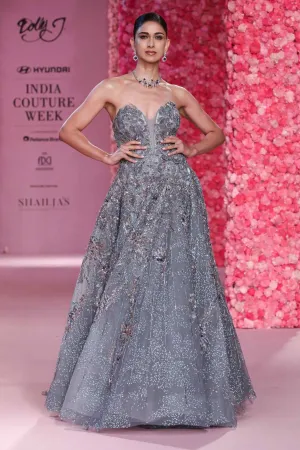Camelia deep ice blue gown
