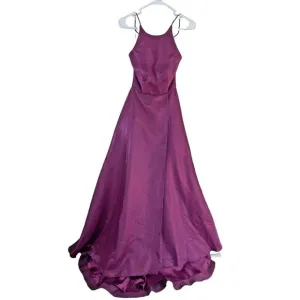 Camille La Vie Shimmer Halter Formal Dress Gown Size 2 Magenta Sparkle Fairy