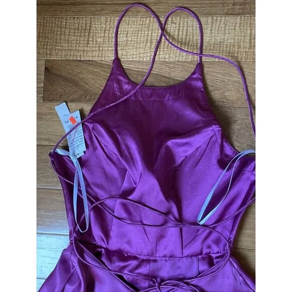 Camille La Vie Shimmer Halter Formal Dress Gown Size 2 Magenta Sparkle Fairy