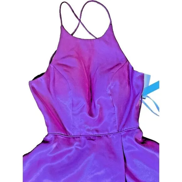 Camille La Vie Shimmer Halter Formal Dress Gown Size 2 Magenta Sparkle Fairy