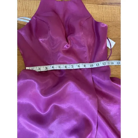 Camille La Vie Shimmer Halter Formal Dress Gown Size 2 Magenta Sparkle Fairy