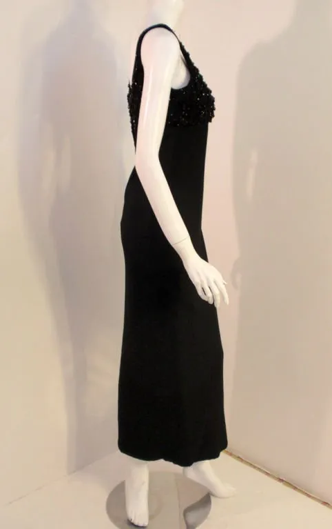 CEIL CHAPMAN 1950s Vintage Black Empire Waist Gown Size 8