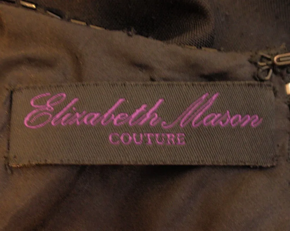 CEIL CHAPMAN 1950s Vintage Black Empire Waist Gown Size 8