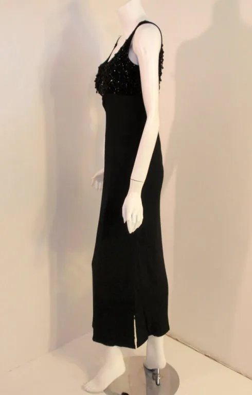 CEIL CHAPMAN 1950s Vintage Black Empire Waist Gown Size 8