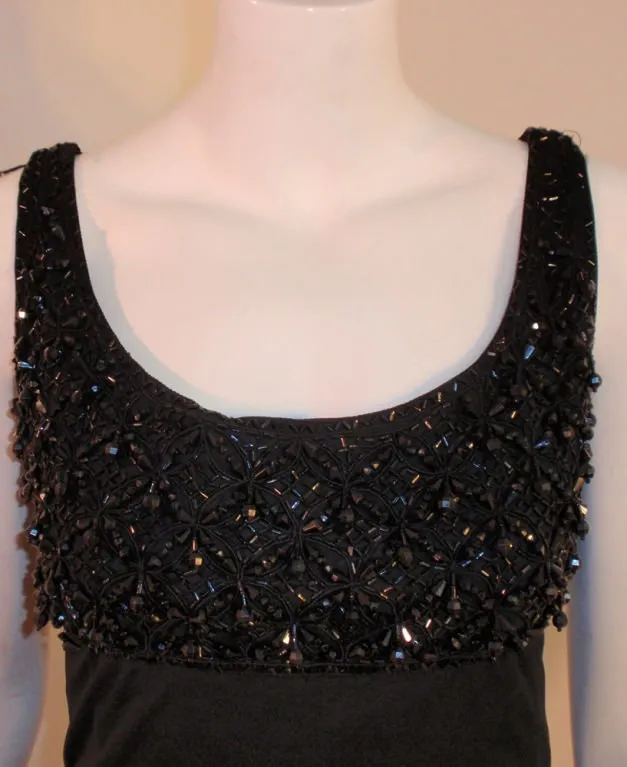 CEIL CHAPMAN 1950s Vintage Black Empire Waist Gown Size 8