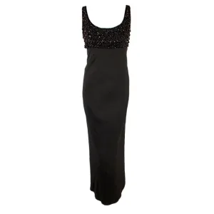 CEIL CHAPMAN 1950s Vintage Black Empire Waist Gown Size 8