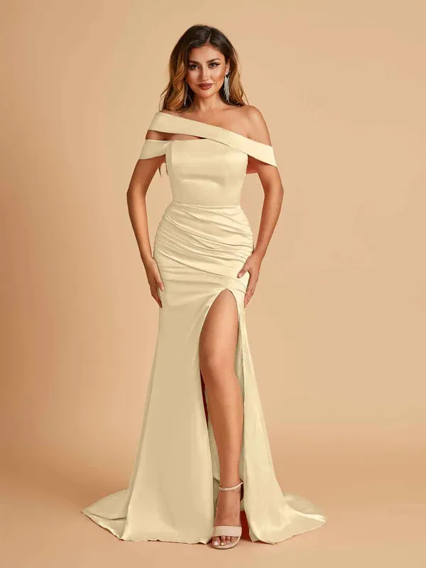 Champagne Mismatched Unique Sexy Mermaid Floor Length Bridesmaid Dresses Online
