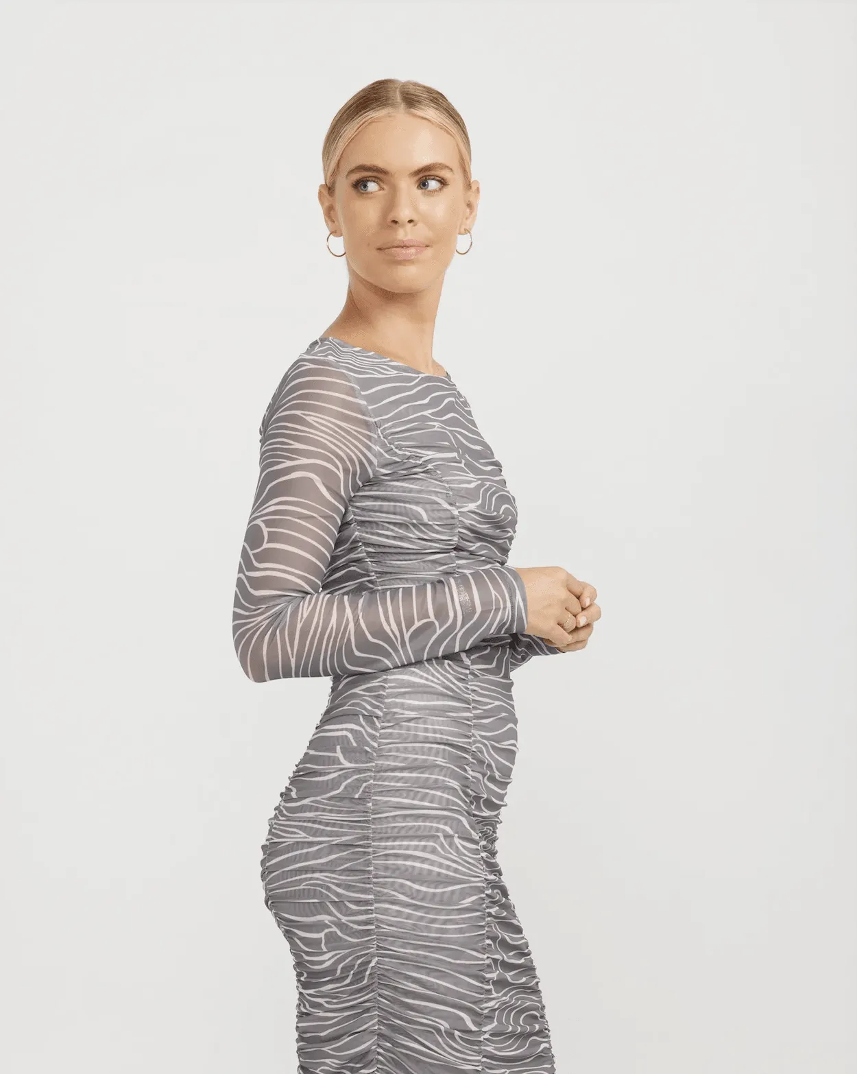 CHARLIE HOLIDAY Valentina Ruched Dress - Retro Zebra