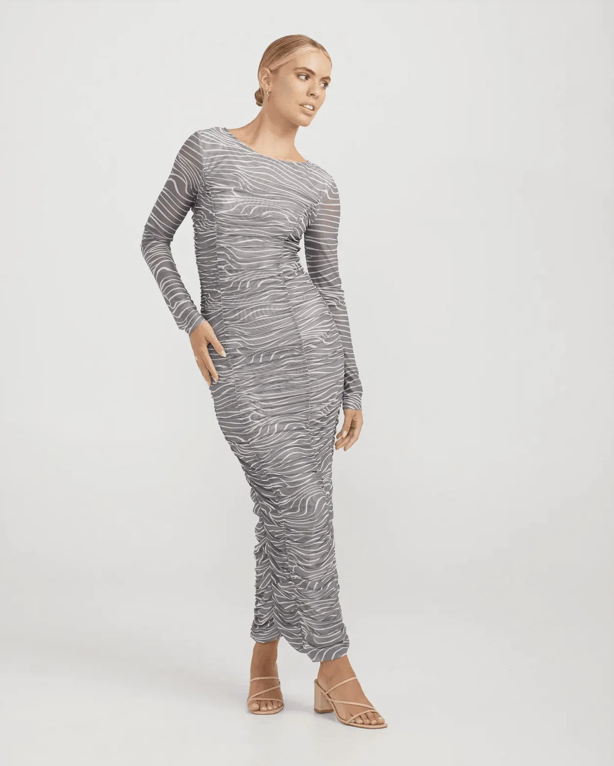 CHARLIE HOLIDAY Valentina Ruched Dress - Retro Zebra