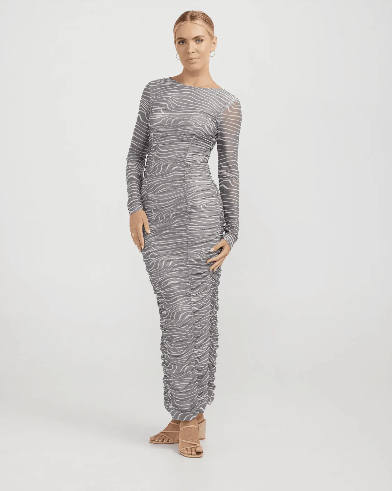 CHARLIE HOLIDAY Valentina Ruched Dress - Retro Zebra
