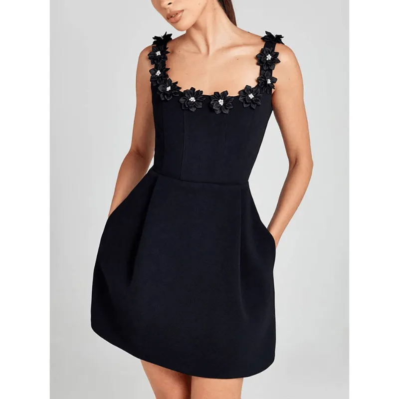 Chic Modern Dress with Floral Accents