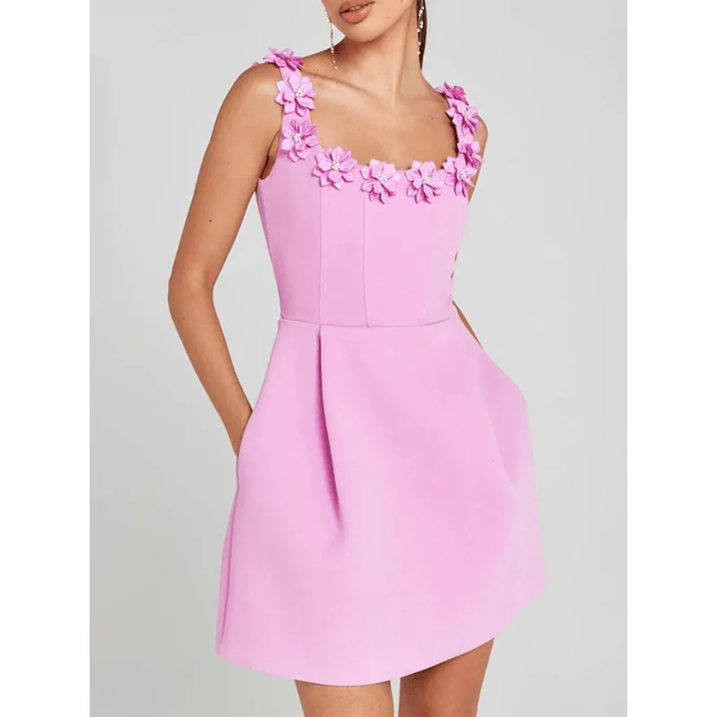 Chic Modern Dress with Floral Accents