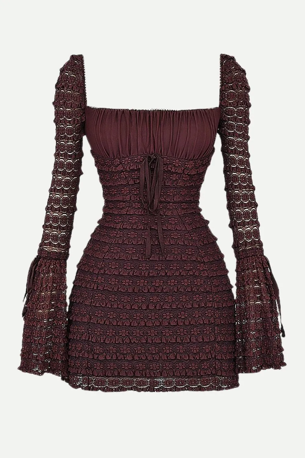Coffee Ruched Mini Dress