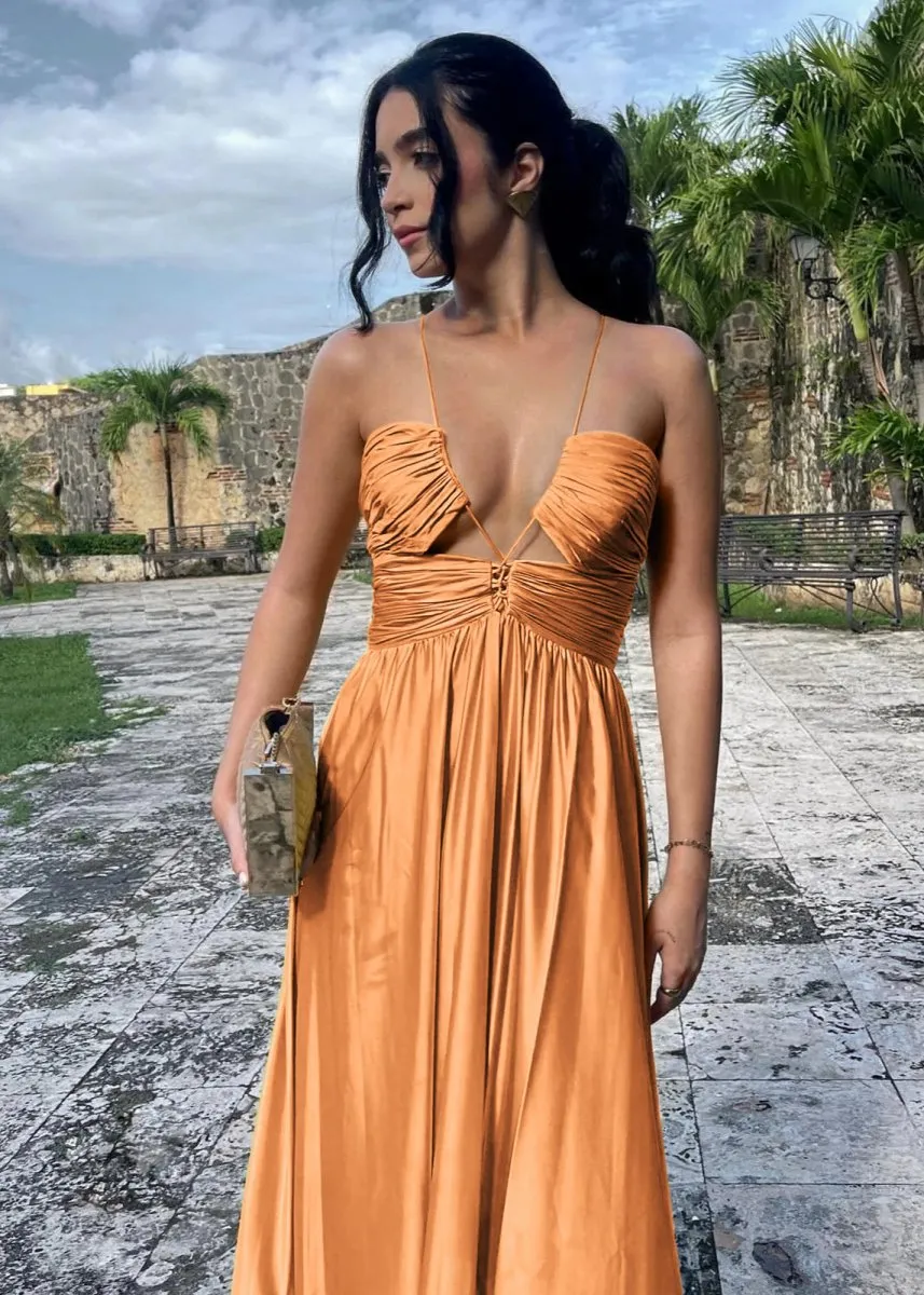 Criss-cross Chartreuse Ruched A-line Halter Sleeveless Long Prom Dresses