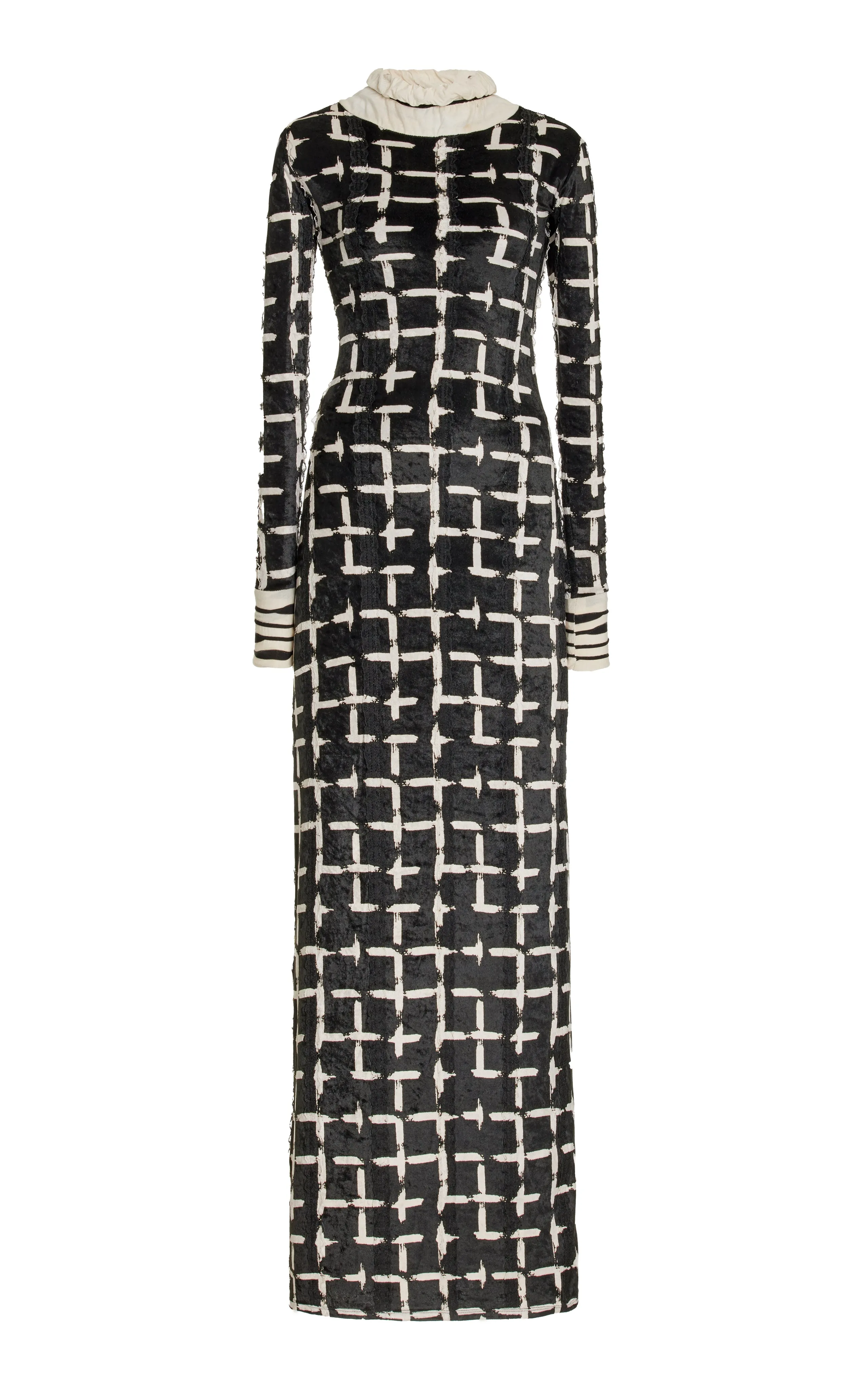 Crossroads Black Lace Velvet Bodycon Maxi Dress