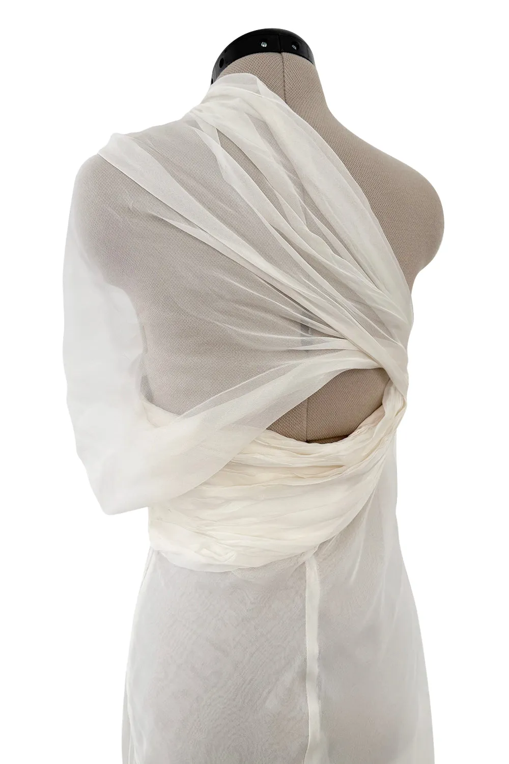 Cruise 2010 Christian Dior by John Galliano White Silk Chiffon Draped Dress w Train