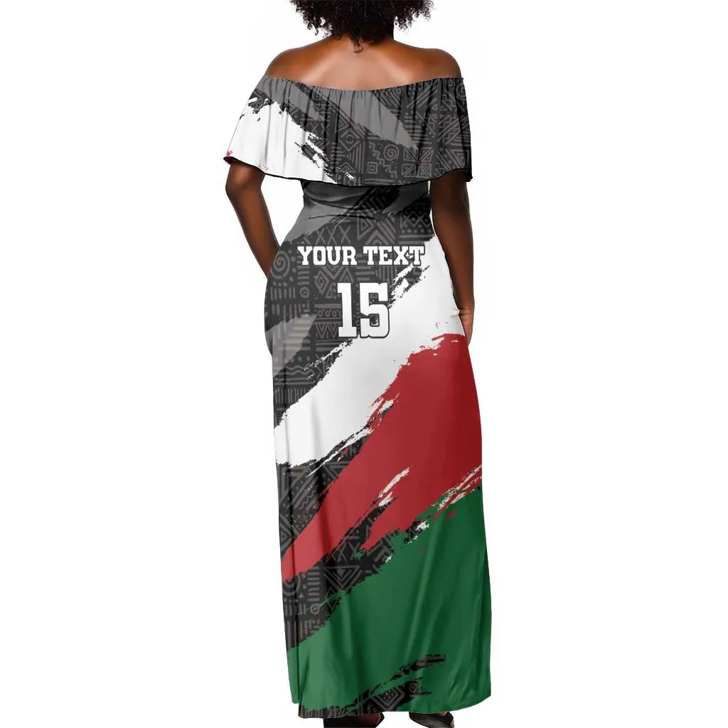 Custom Afro Kenya Off Shoulder Maxi Dress Rugby Sevens - African Pattern LT15