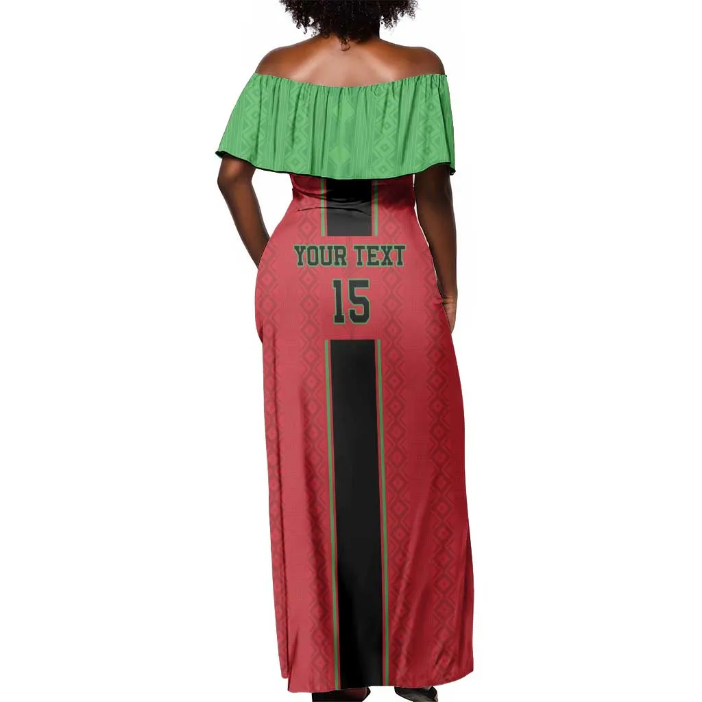 Custom Afro Malawi Football Off Shoulder Maxi Dress Go Champions - African Pattern LT15