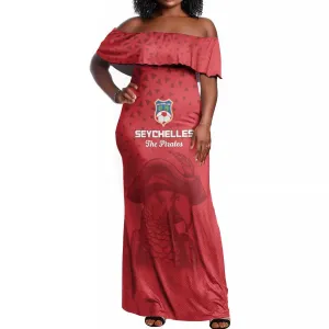 Custom Afro Seychelles Football Off Shoulder Maxi Dress Pirate Parrot LT15