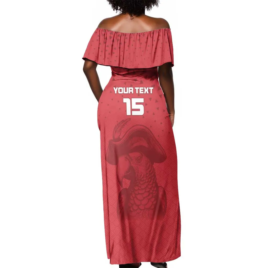 Custom Afro Seychelles Football Off Shoulder Maxi Dress Pirate Parrot LT15