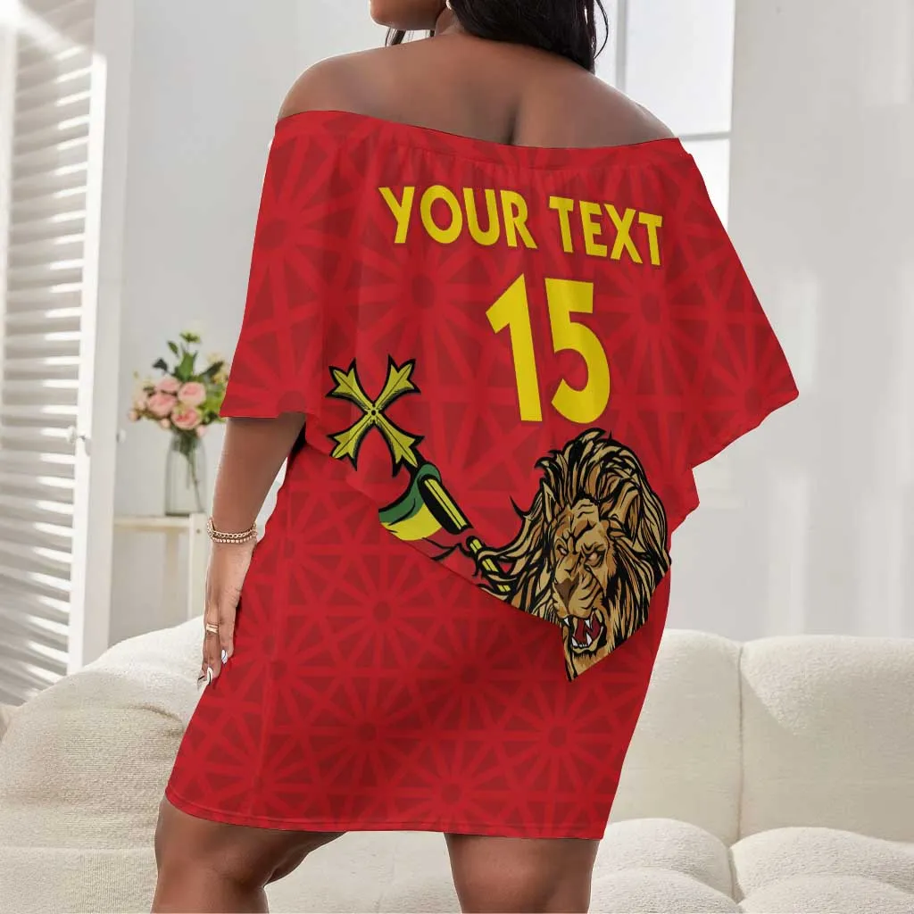 Custom Ethiopia Football Off Shoulder Short Dress Go Champions LT15
