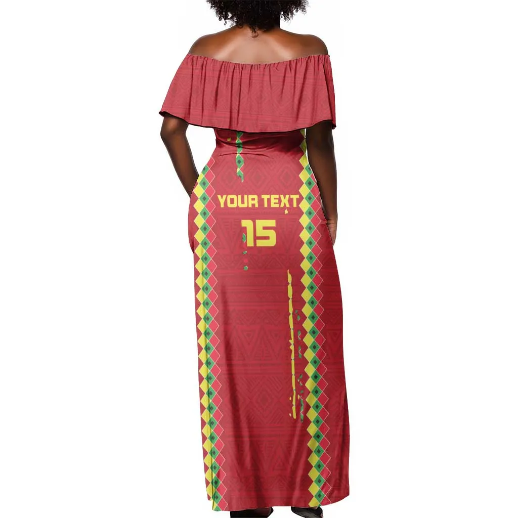 Custom Guinea Bissau Football Off Shoulder Maxi Dress Go Djurtus - African Pattern LT15