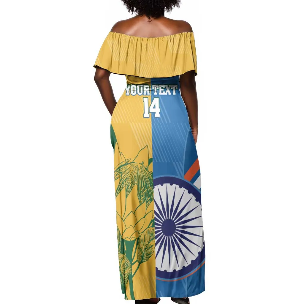 Custom India And South Africa Cricket Off Shoulder Maxi Dress 2024 Together Dynamic Version LT14