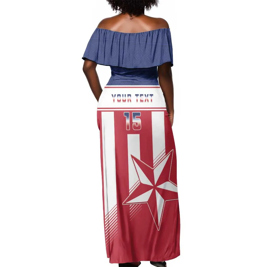Custom Liberia Football Off Shoulder Maxi Dress Sporty Style LT15