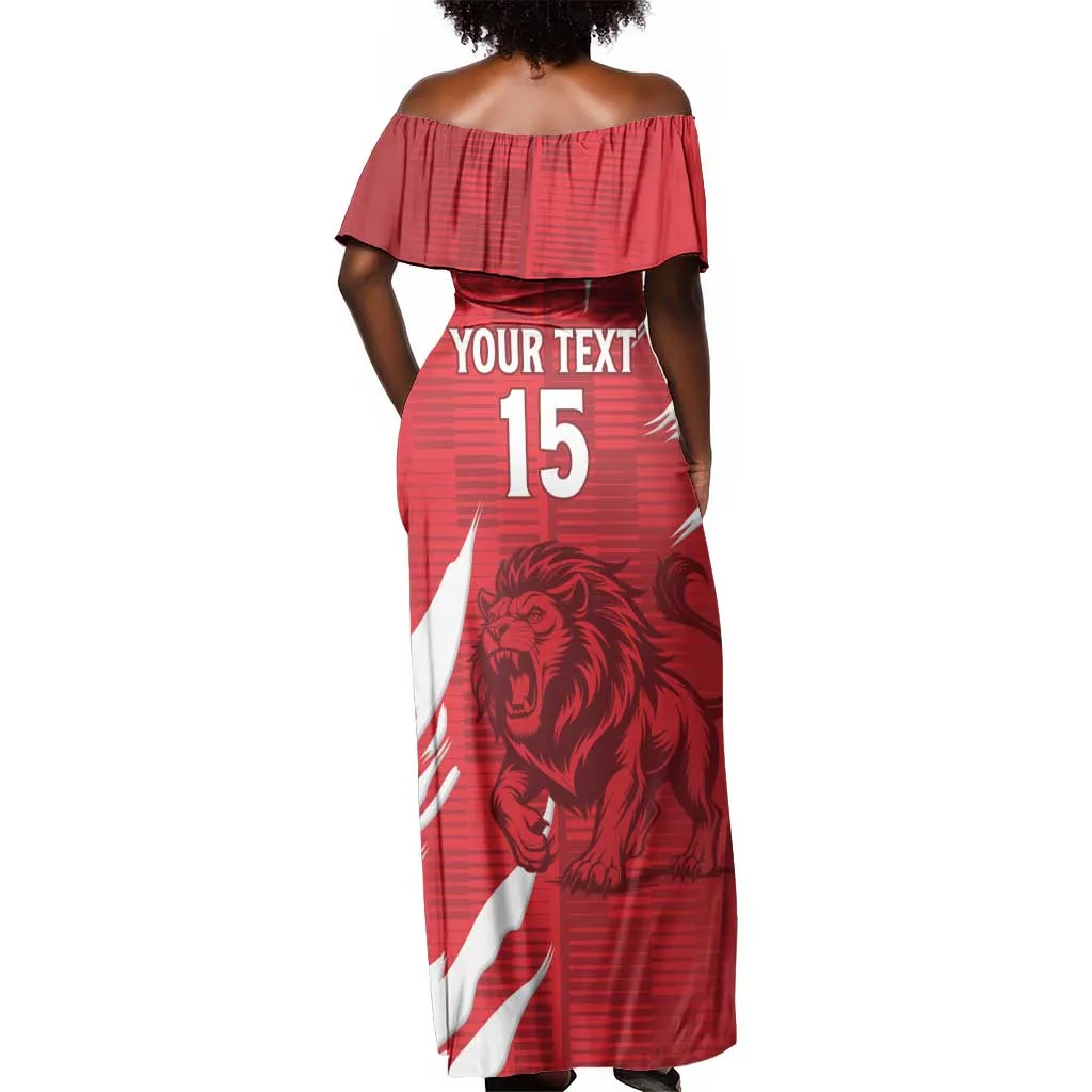 Custom Libya Football Off Shoulder Maxi Dress Yalla Libya LT15