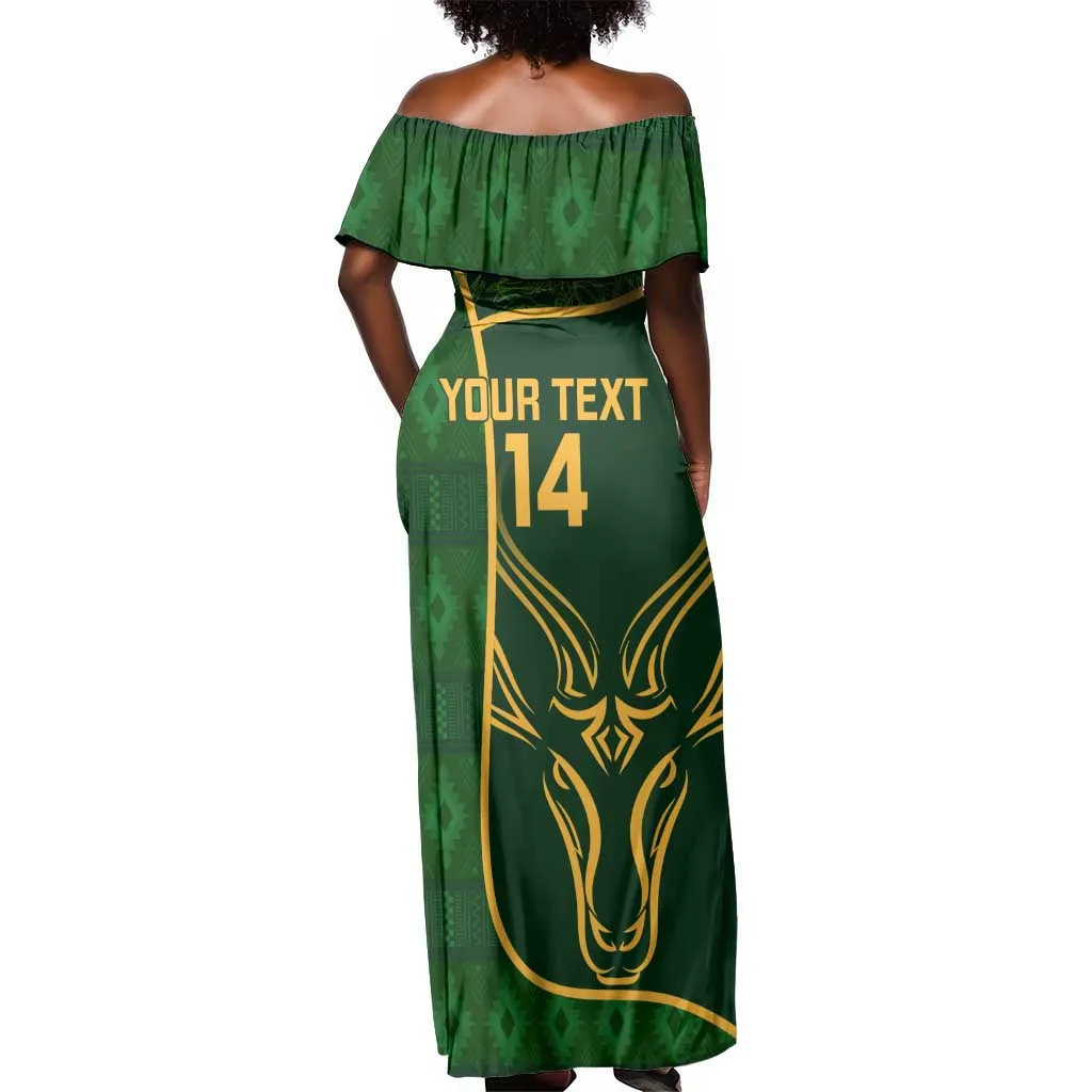 Custom South Africa Rugby Off Shoulder Maxi Dress Go Champions Springboks Flower LT14
