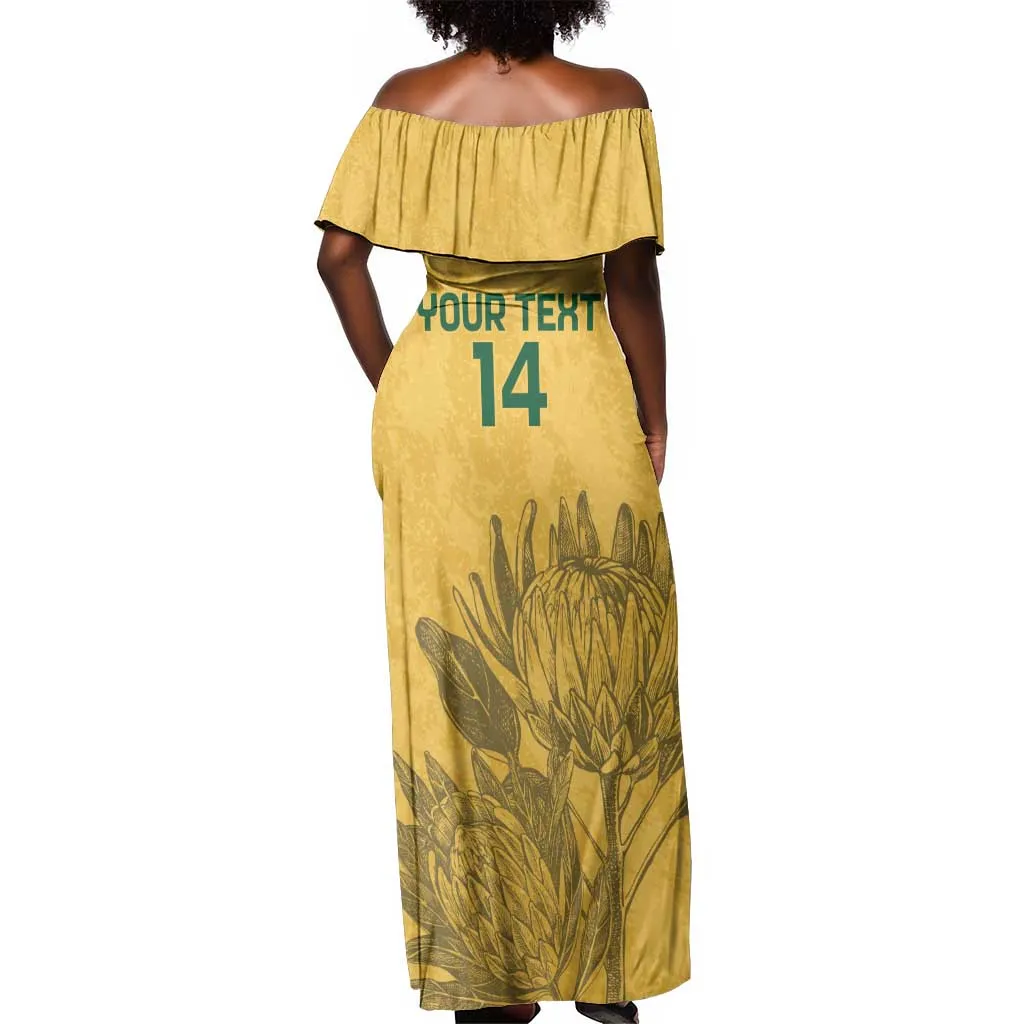 Custom South Africa Soccer Off Shoulder Maxi Dress Go Banyana Banyana Proteas LT14
