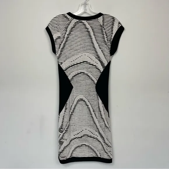 Cut25 by Yigal Azrouel Black &amp; White Mini Cocktail Dress Textured Bodycon Boho 2