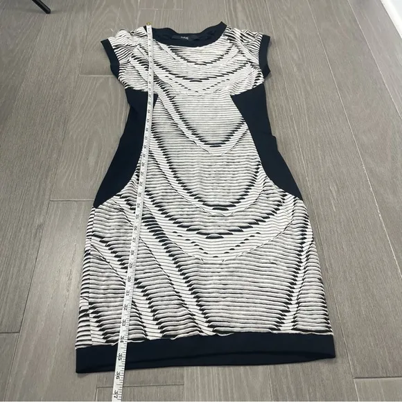 Cut25 by Yigal Azrouel Black &amp; White Mini Cocktail Dress Textured Bodycon Boho 2