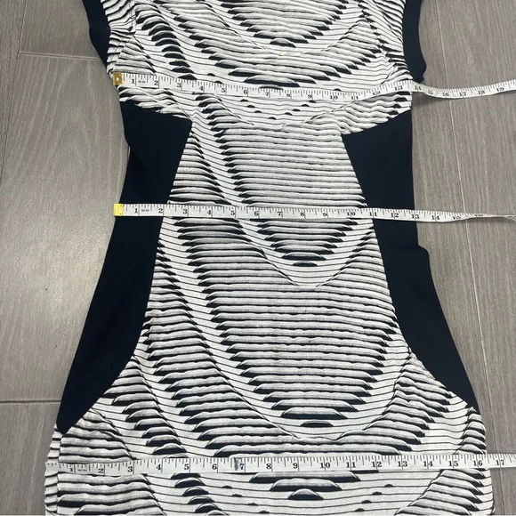 Cut25 by Yigal Azrouel Black &amp; White Mini Cocktail Dress Textured Bodycon Boho 2