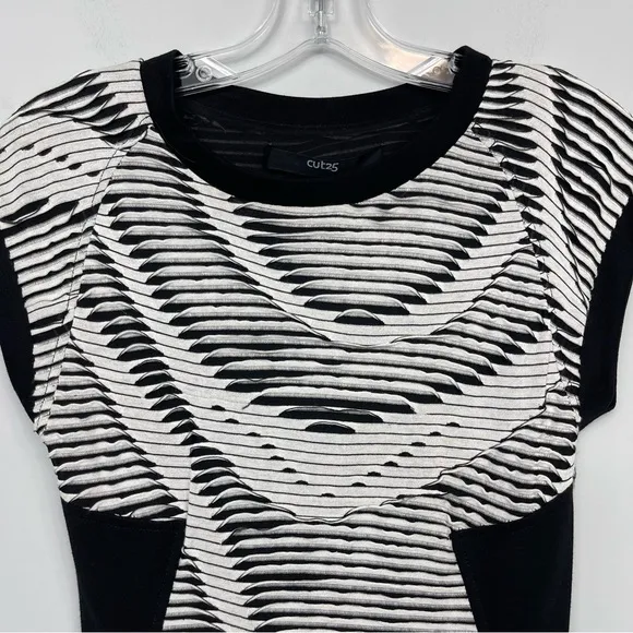 Cut25 by Yigal Azrouel Black &amp; White Mini Cocktail Dress Textured Bodycon Boho 2